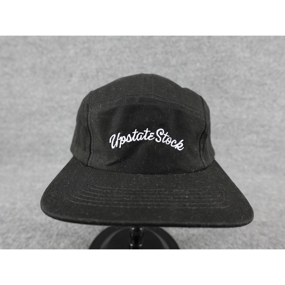 Upstate Stock 5 Panel Hat Mens OS‎ Black Script Logo Made in USA Camper Cap